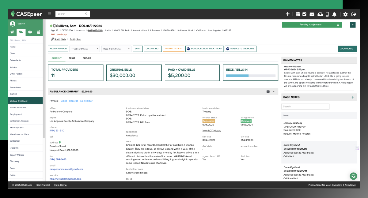 Medical Records Management in CASEpeer